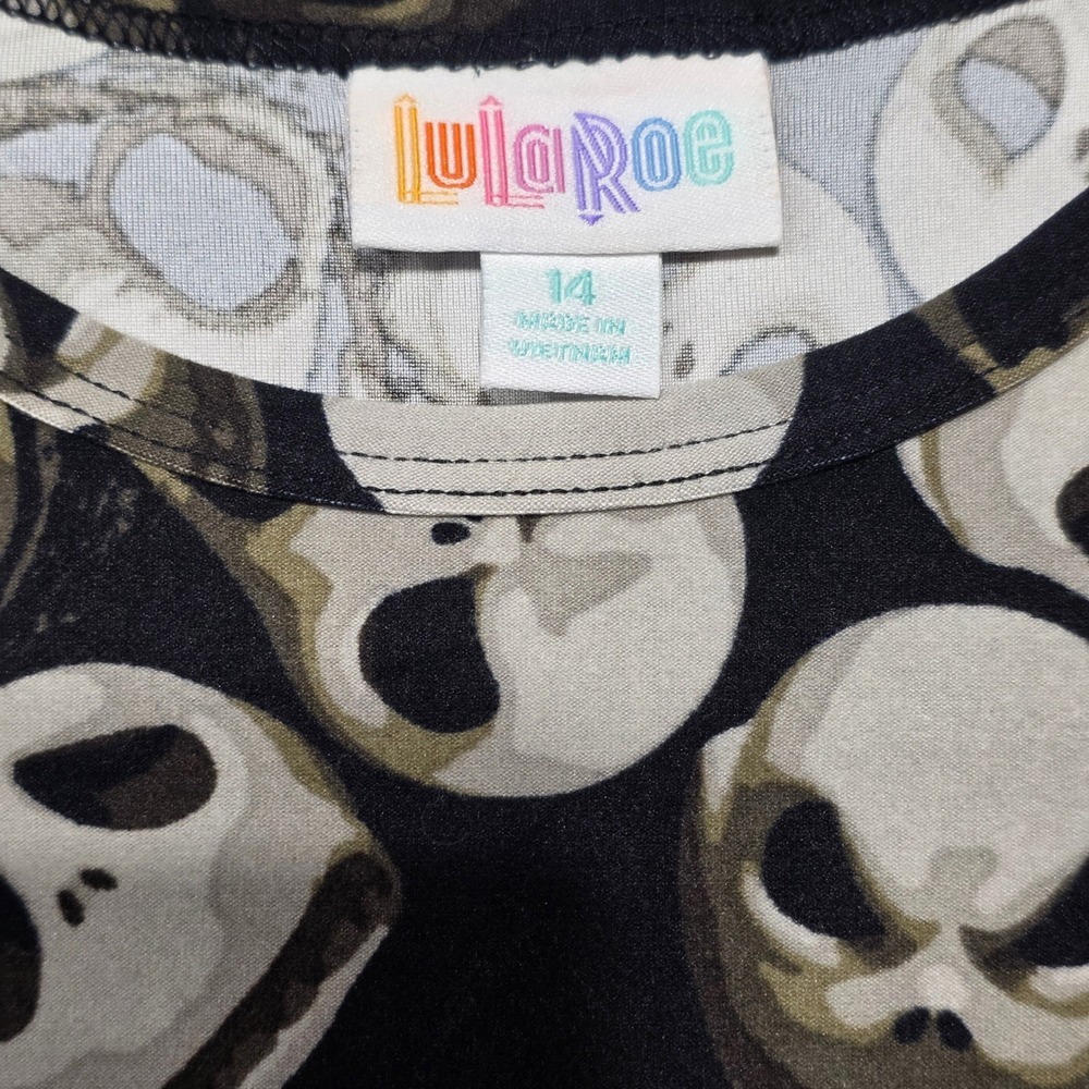 Lularoe Disney Nightmare Before Christmas Gracie Top Jack Skellington Girls 14 - Picture 7 of 7